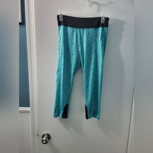 RBX Teal and Black Patterned Cropped Leggings Size Large